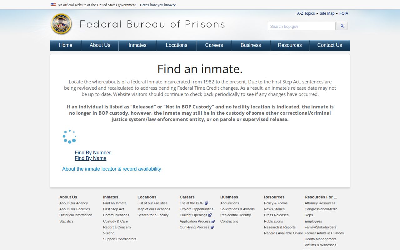 Federal locator for a Garvin County inmate release record