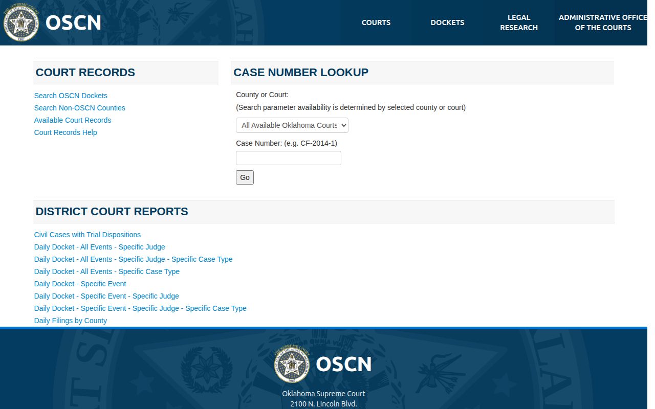 Garvin County released-inmate mugshot research using official OSCN case lookup